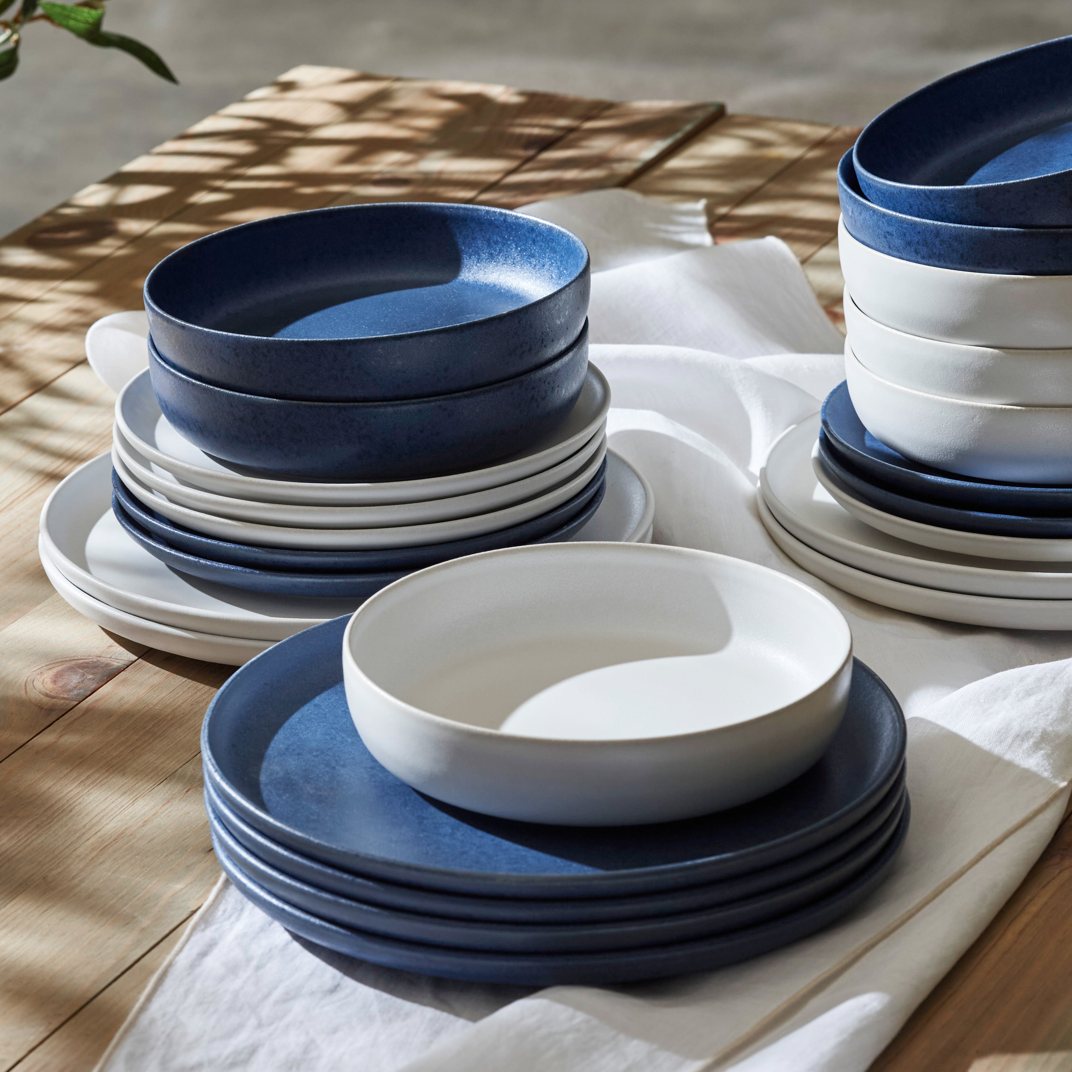 Macchio Stoneware Dinnerware Set - White Matte - Crafted in Portugal - Scratch-Resistant