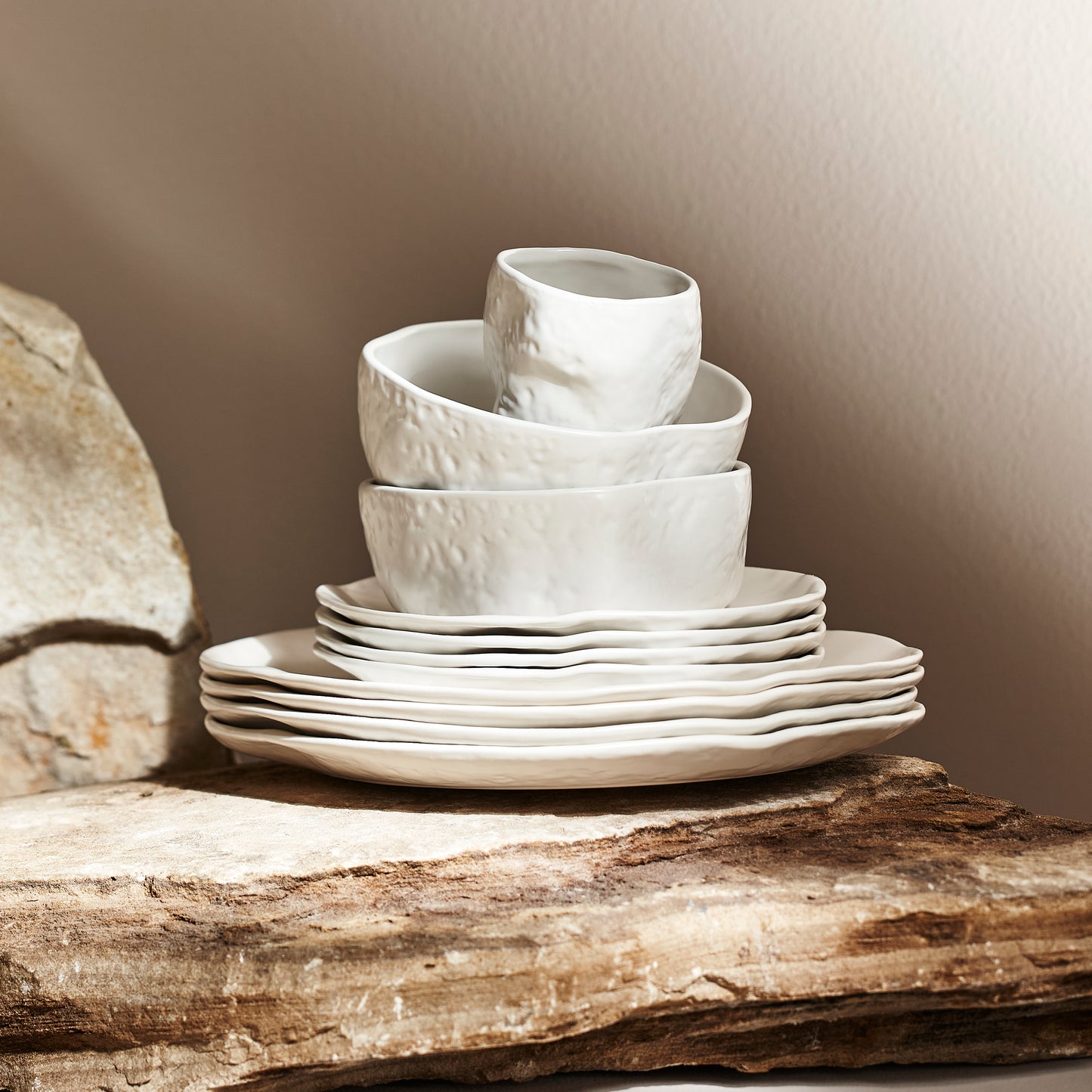 Atik Stoneware Dinnerware Set - White