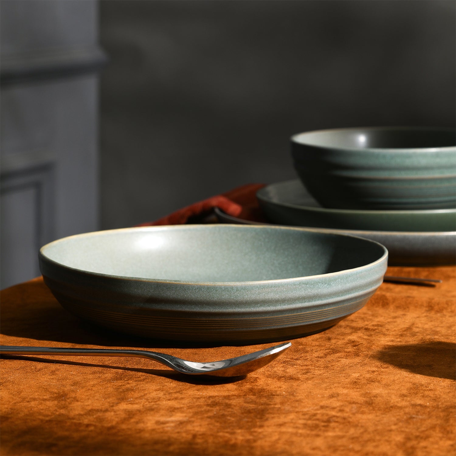 Stone Lain Elio Stoneware Green Pasta Bowl 4-Piece –