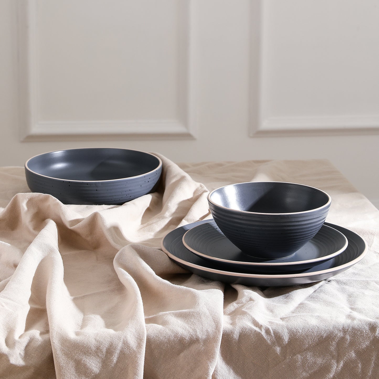 Lauren Stoneware Dinnerware Set - Charcoal
