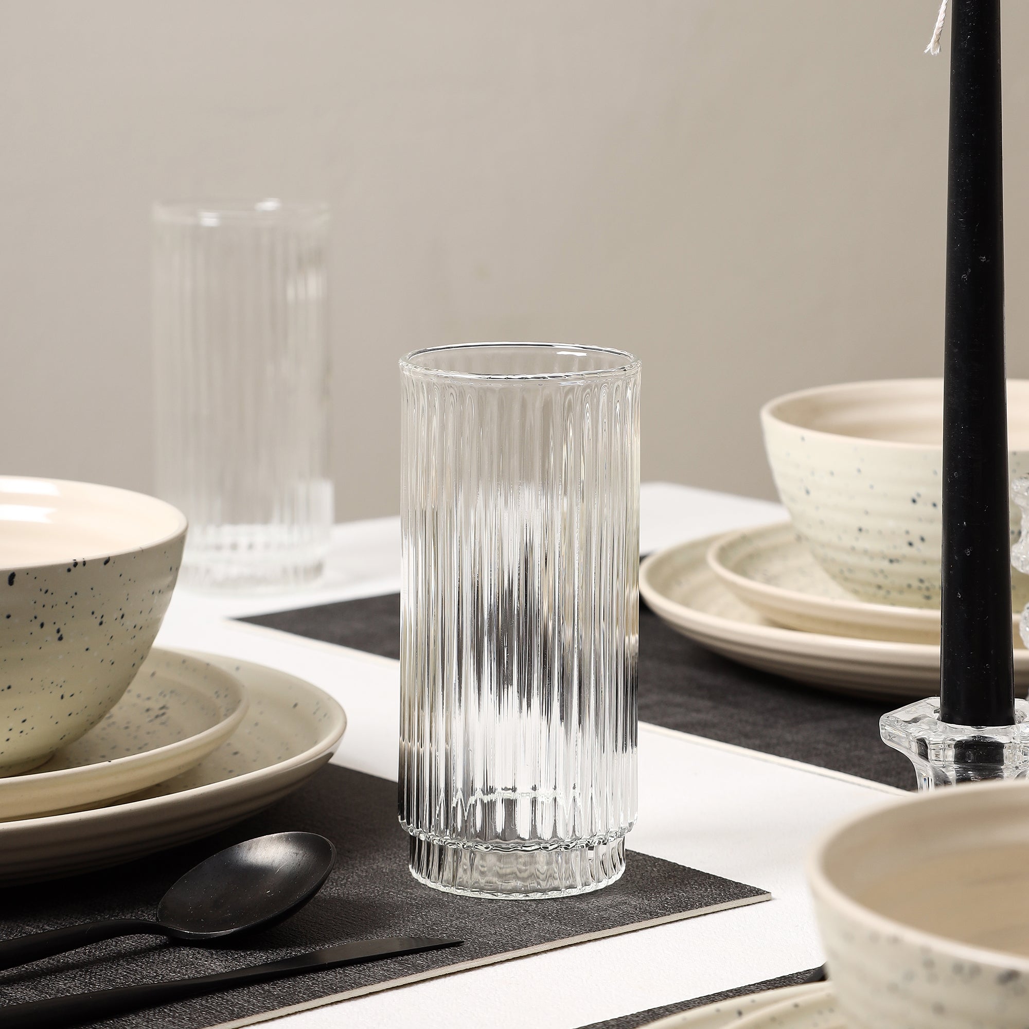 Stone Lain Dua Stoneware 16-Piece Dinnerware Set, Includes Glassware, White