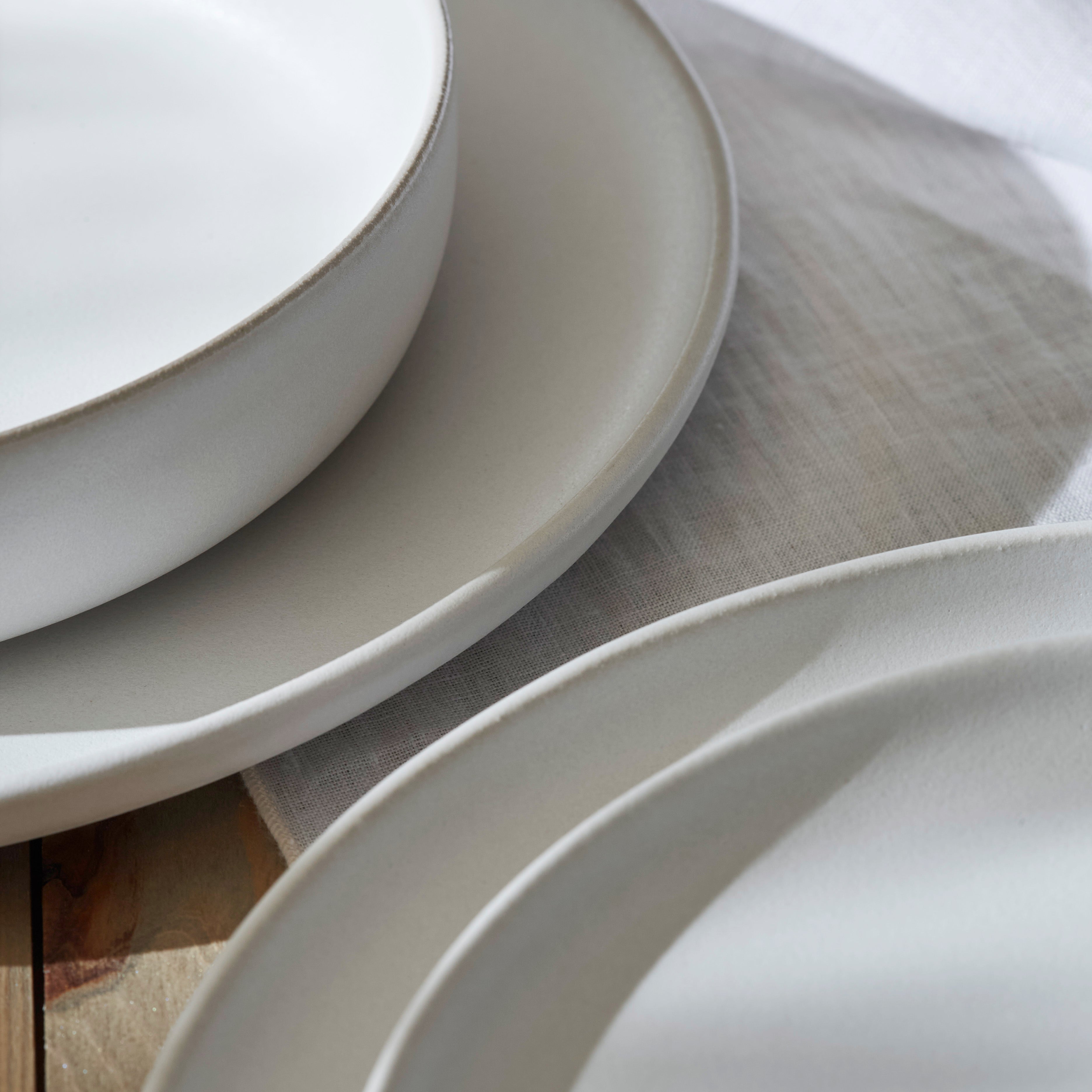 Macchio Stoneware Dinnerware Set - White Matte - Crafted in Portugal - Scratch-Resistant