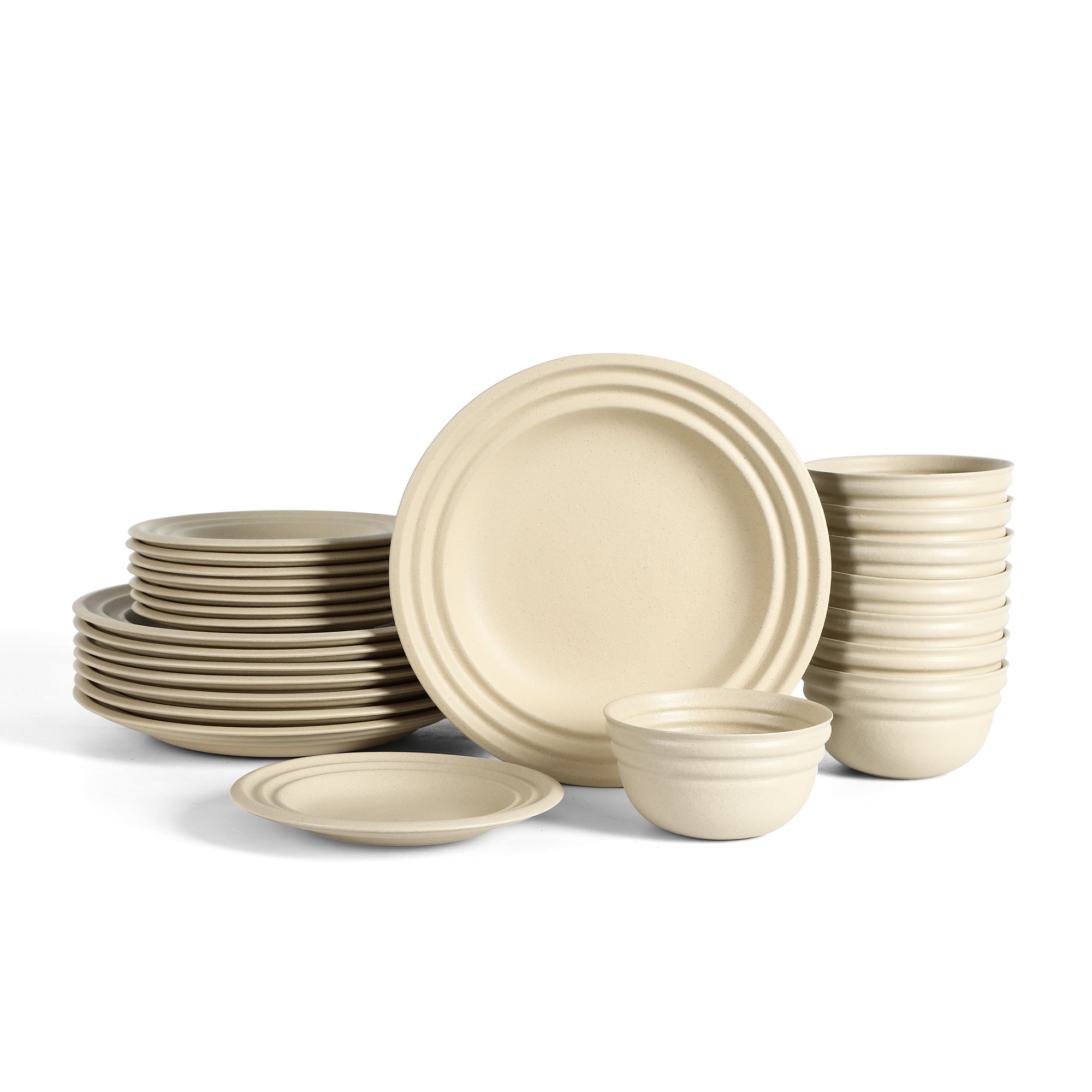 Stone Lain Zen Stoneware 12-Piece Dinnerware Set, Beige