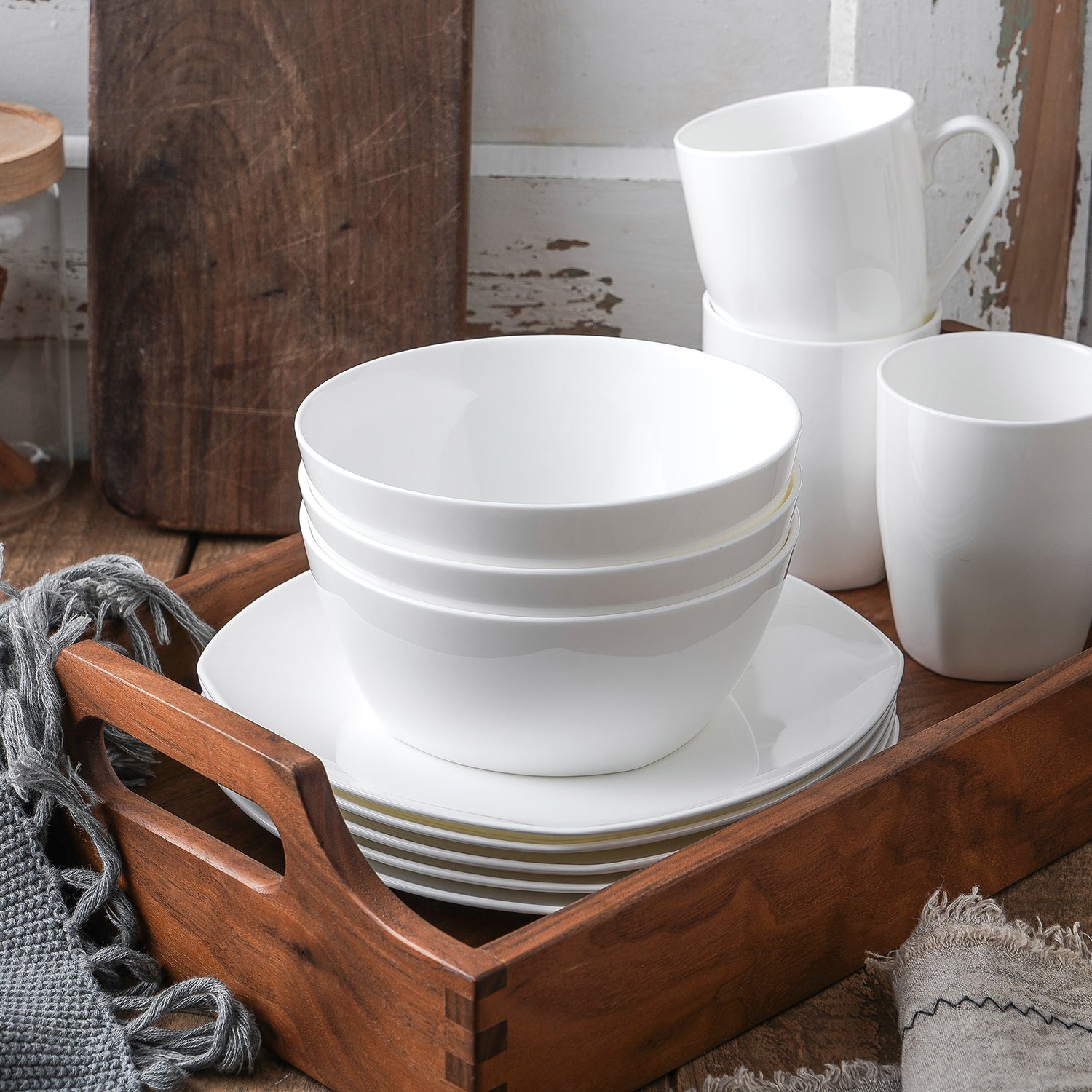 Stone Lain Juliette Bone China White Dinnerware Set 32-Piece
