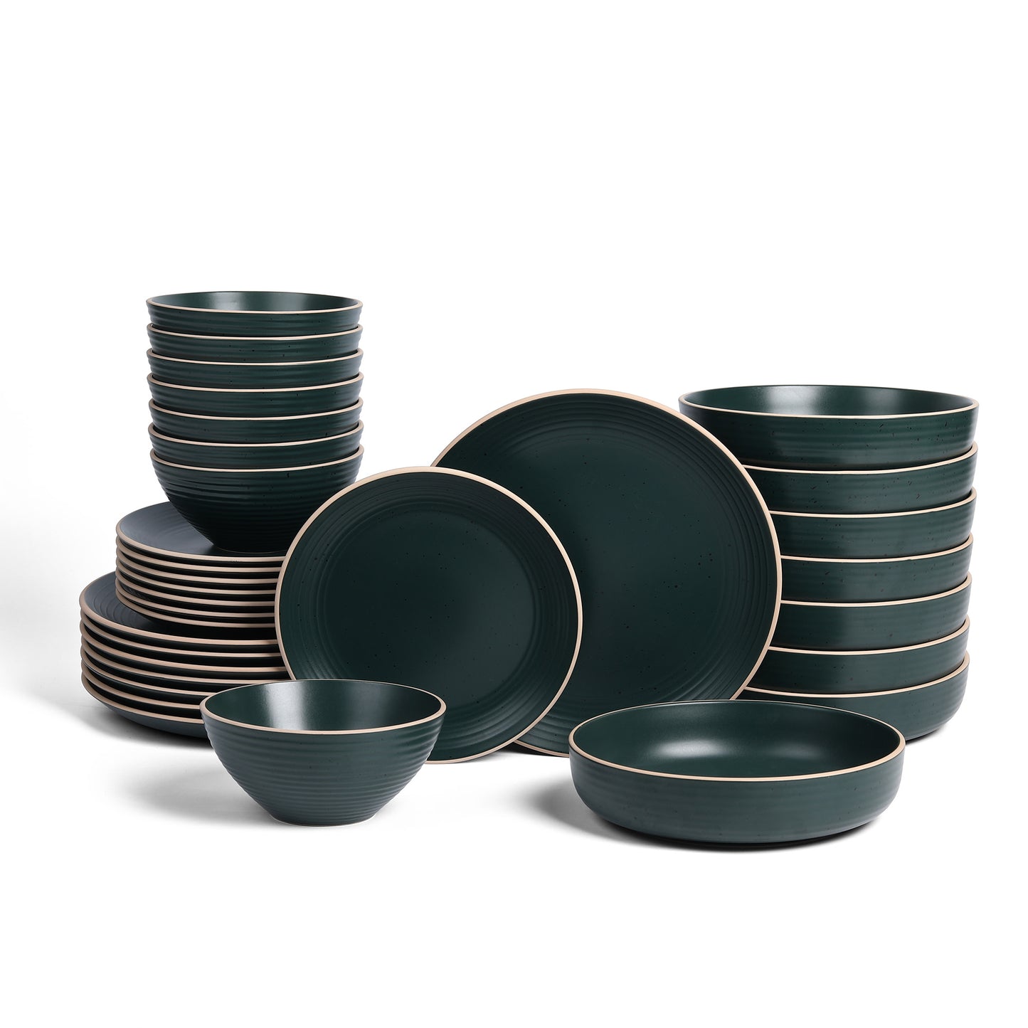 Lauren Stoneware Dinnerware Set - Dark Green