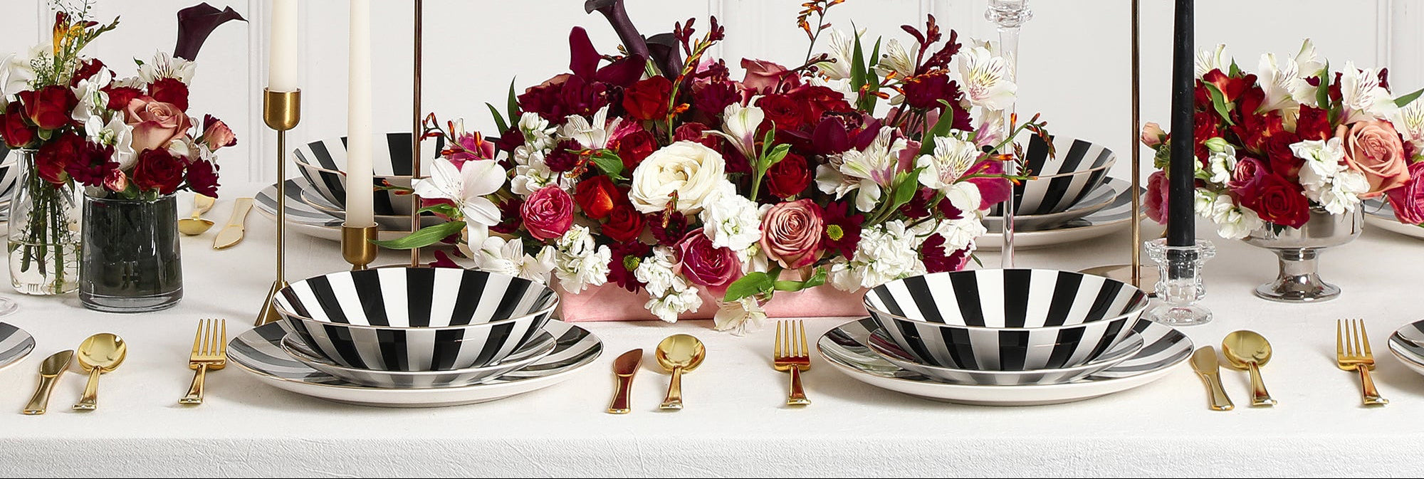 Empire Porcelain Dinnerware Set - Black and White and Gold