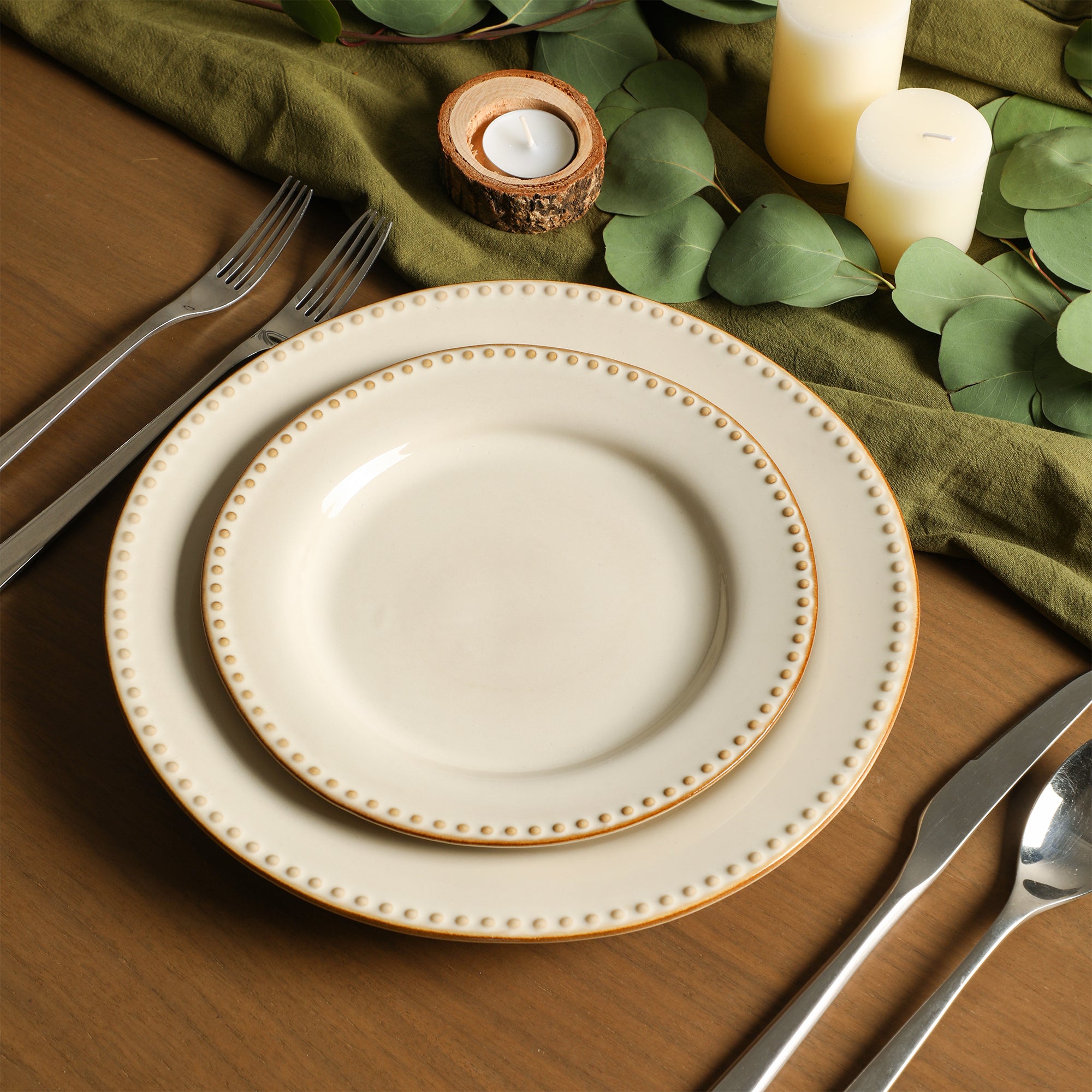 Comet Stoneware Dinner Plate Set - Cream