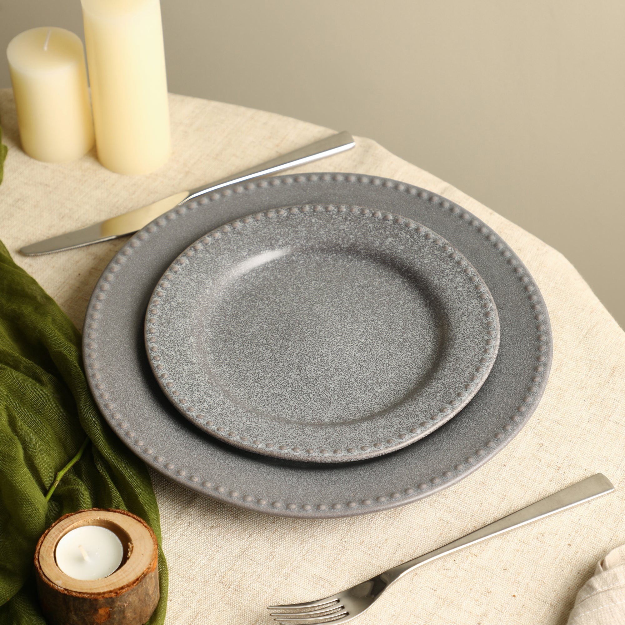 Comet Stoneware Dinner Plate Set - Grey