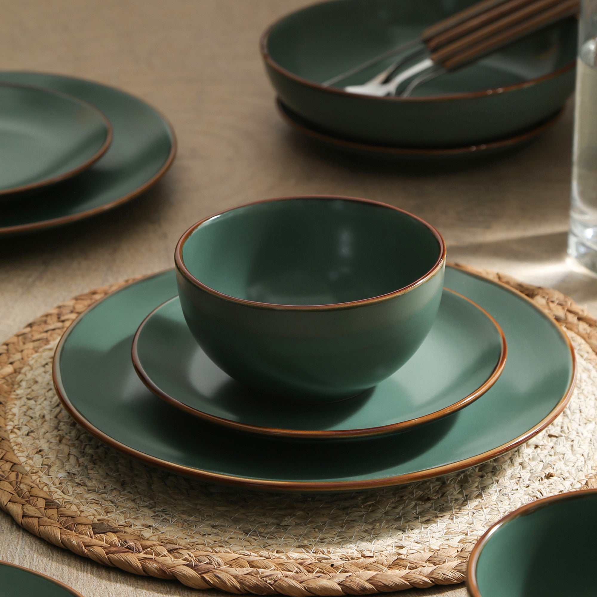 Casual Everyday Dishes Stone Lain Brasa Stoneware Green Dinnerware