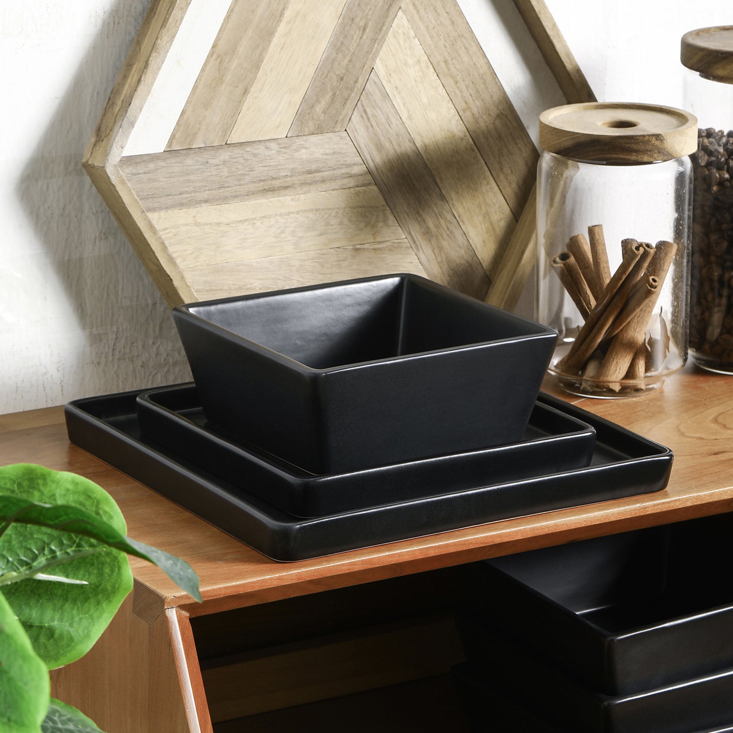 Grace Stoneware Dinnerware Set - Black Matte
