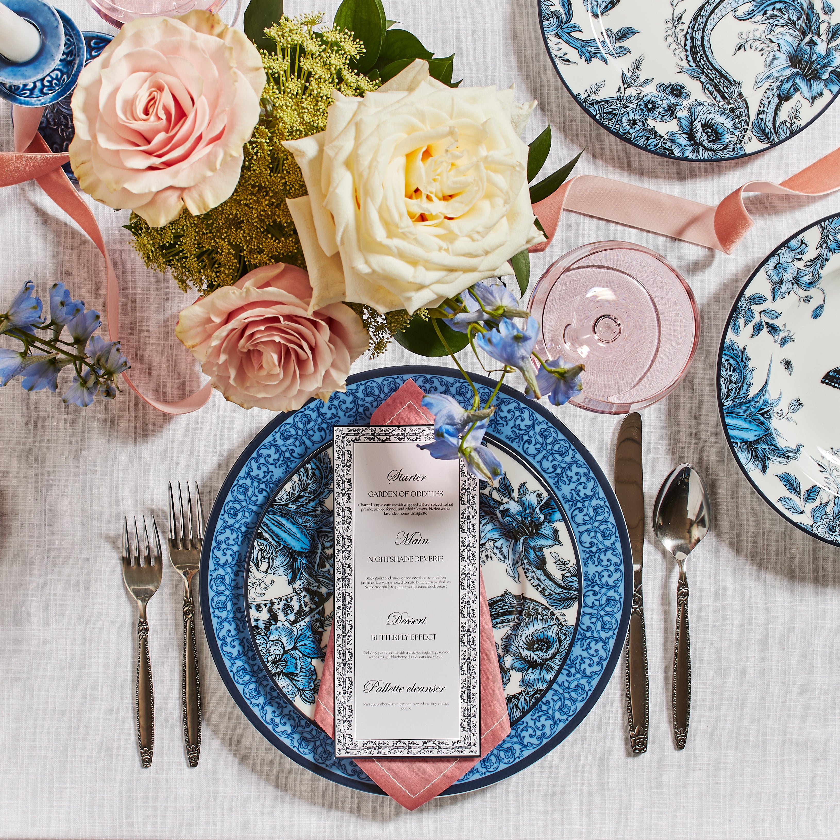 Marchesa Monarcha Porcelain 12-Piece Dinnerware Set, Blue