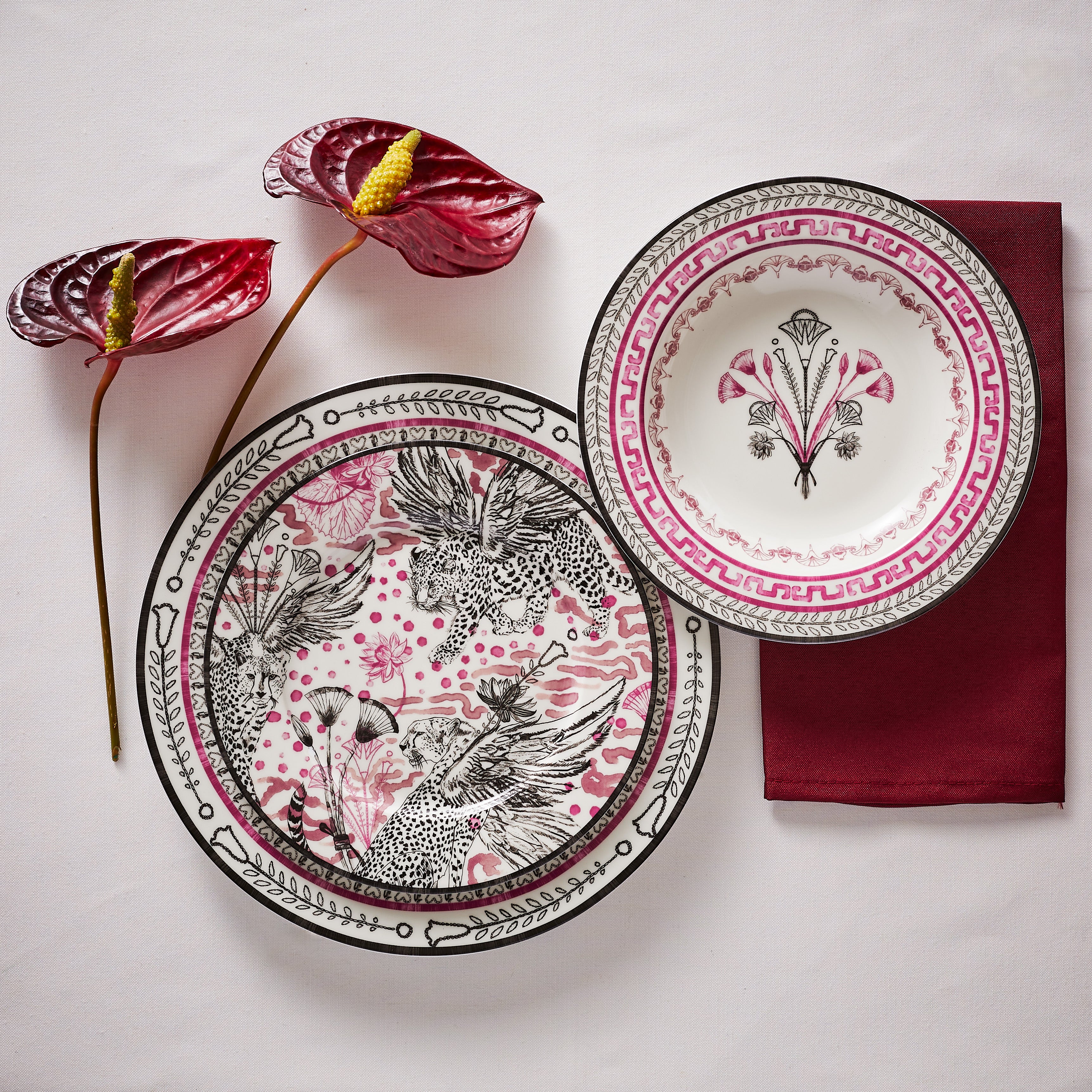 Marchesa Serengeti Porcelain 12-Piece Dinnerware Set, Multicolored