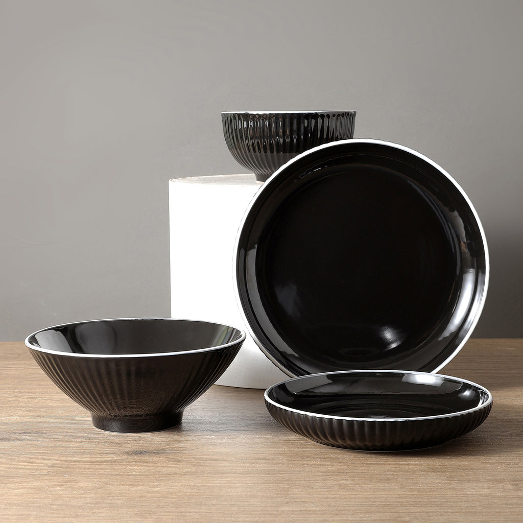 Lustra Stoneware Dinnerware Set - Black