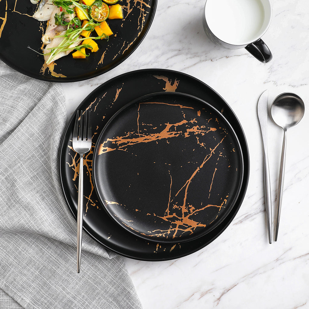 Zora Porcelain Dinnerware Set - Black