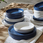 Macchio Stoneware Dinnerware Set - White Matte - Crafted in Portugal - Scratch-Resistant