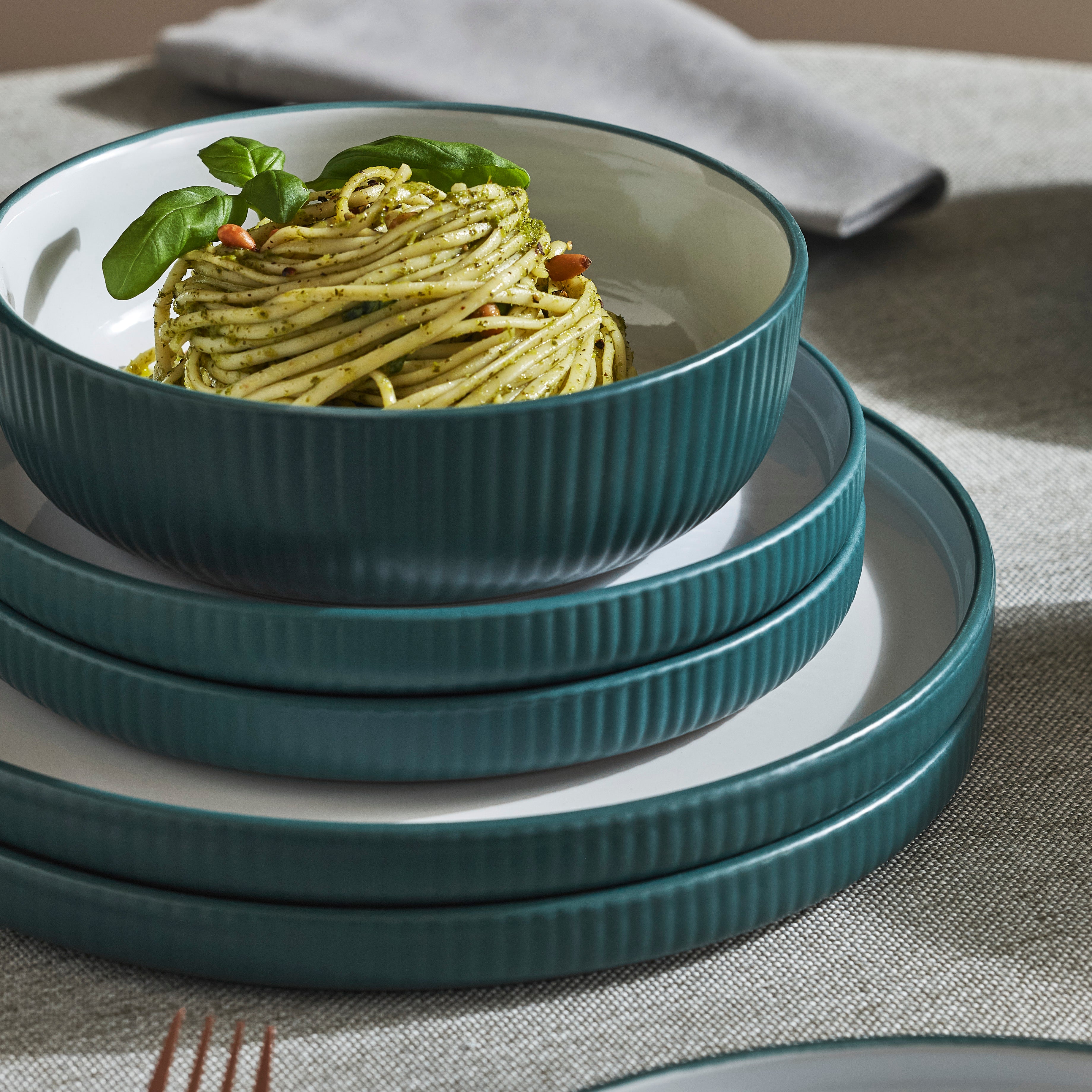 Stone + Lain Laro Stoneware Green Dinnerware Set | 24-Piece