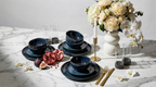 Stone Lain Mirella Stoneware Dinnerware Set, Includes Glasses, Blue