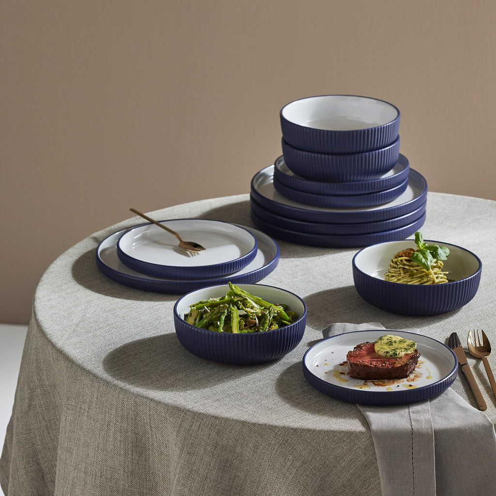 Laro Stoneware Dinnerware Set - Dark Blue