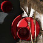 Albie Stoneware Dinnerware Set - Red And Black