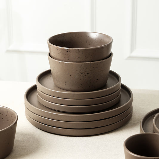 Celina Stoneware Dinnerware Set - Brown Matte