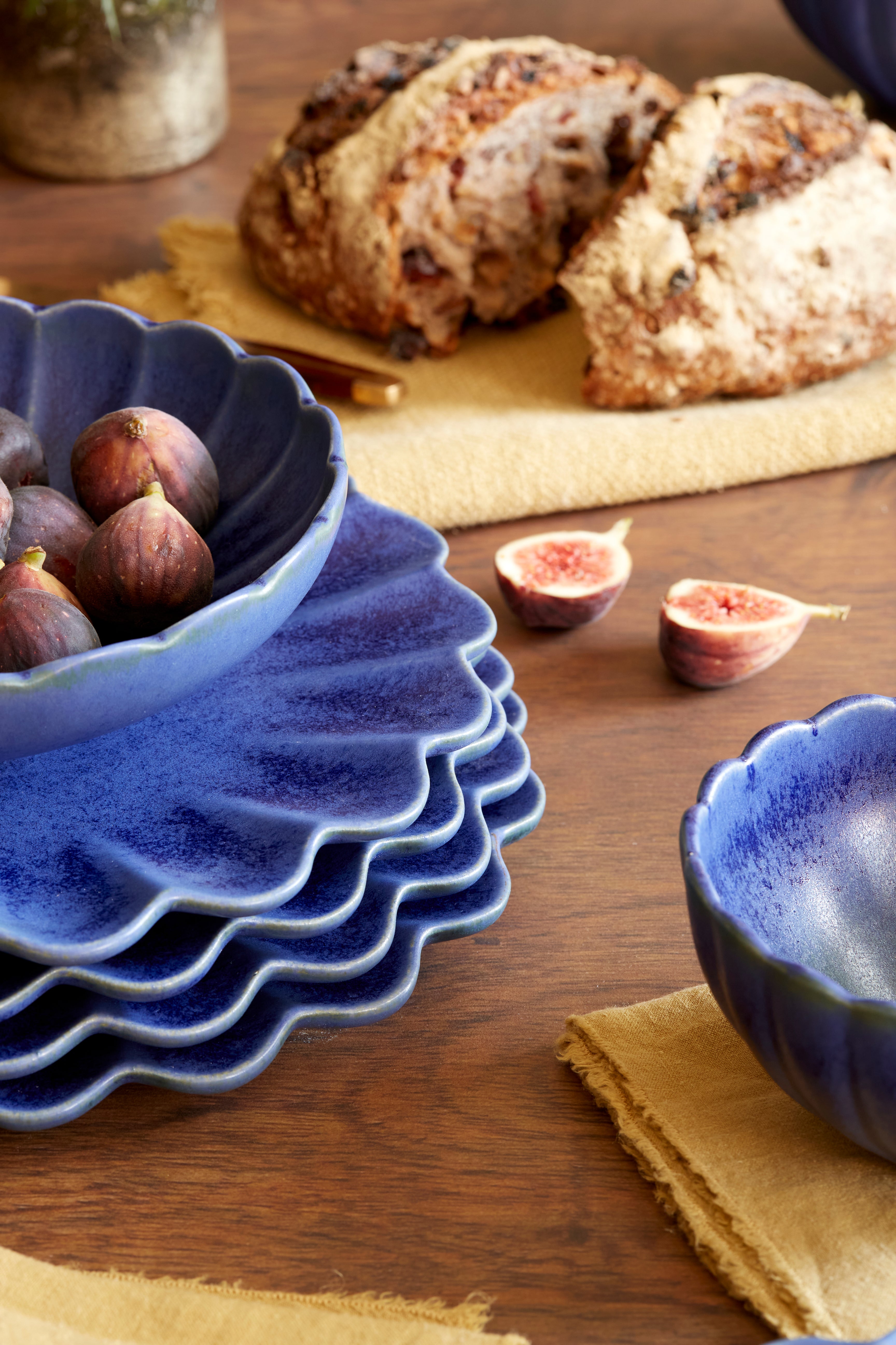 Dhalia Stoneware  Pasta Bowl - Blue