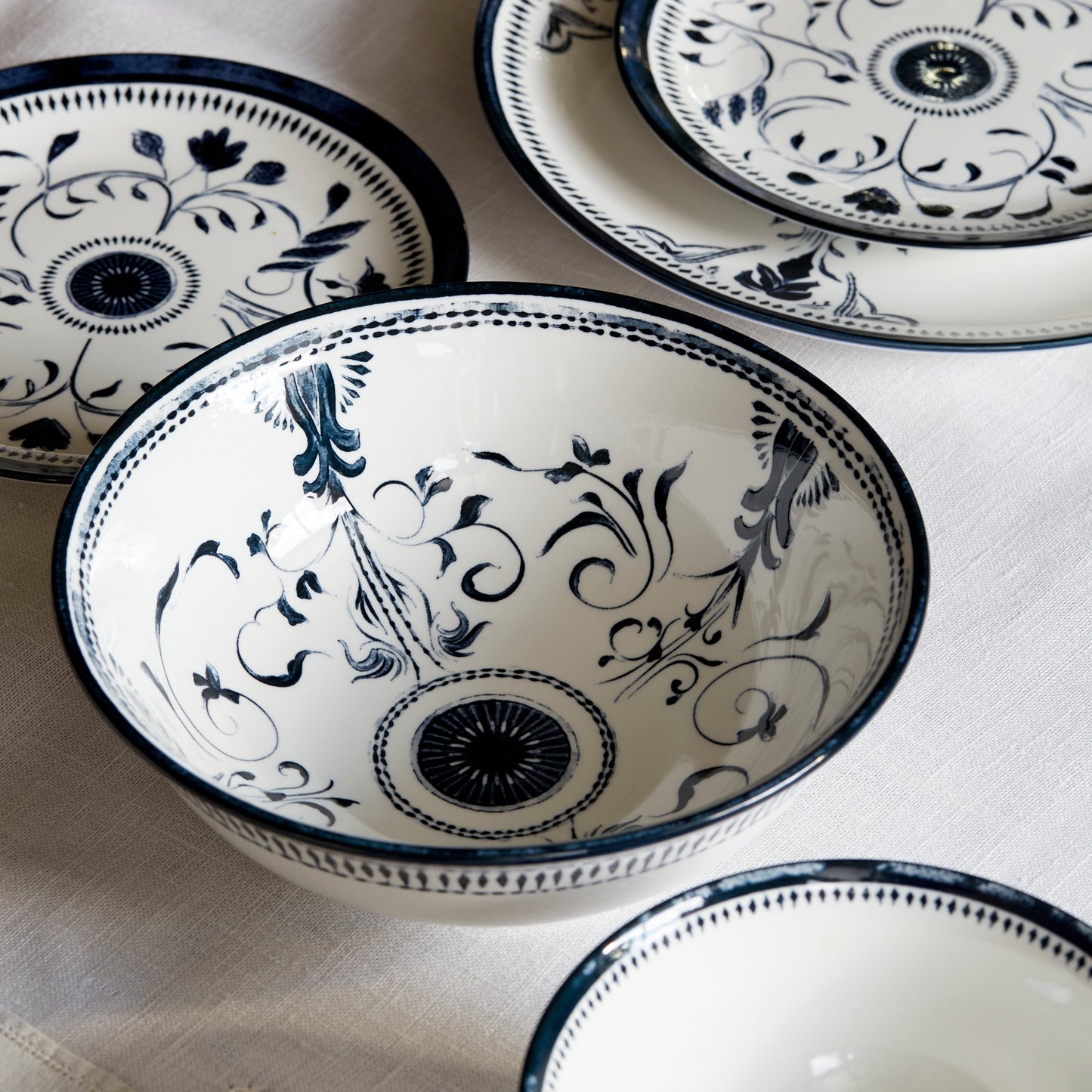 Bruges Porcelain Ramen Bowl  - Blue