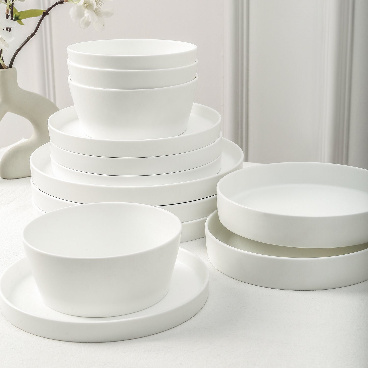 Fosca Bone China Dinnerware Set - Matte White