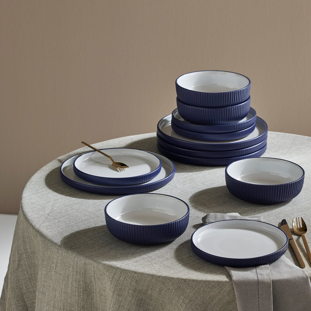 Laro Stoneware Dinnerware Set - Dark Blue