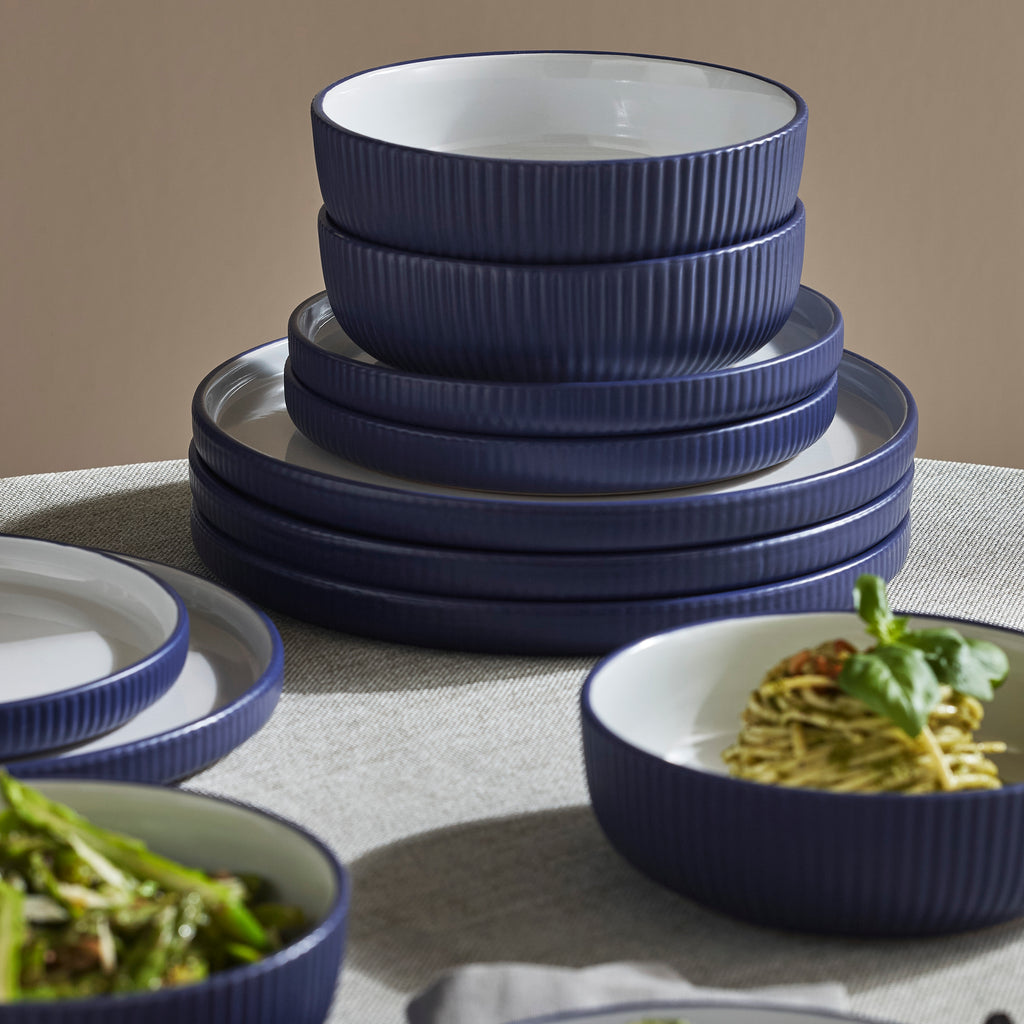 Laro Stoneware Dinnerware Set - Dark Blue