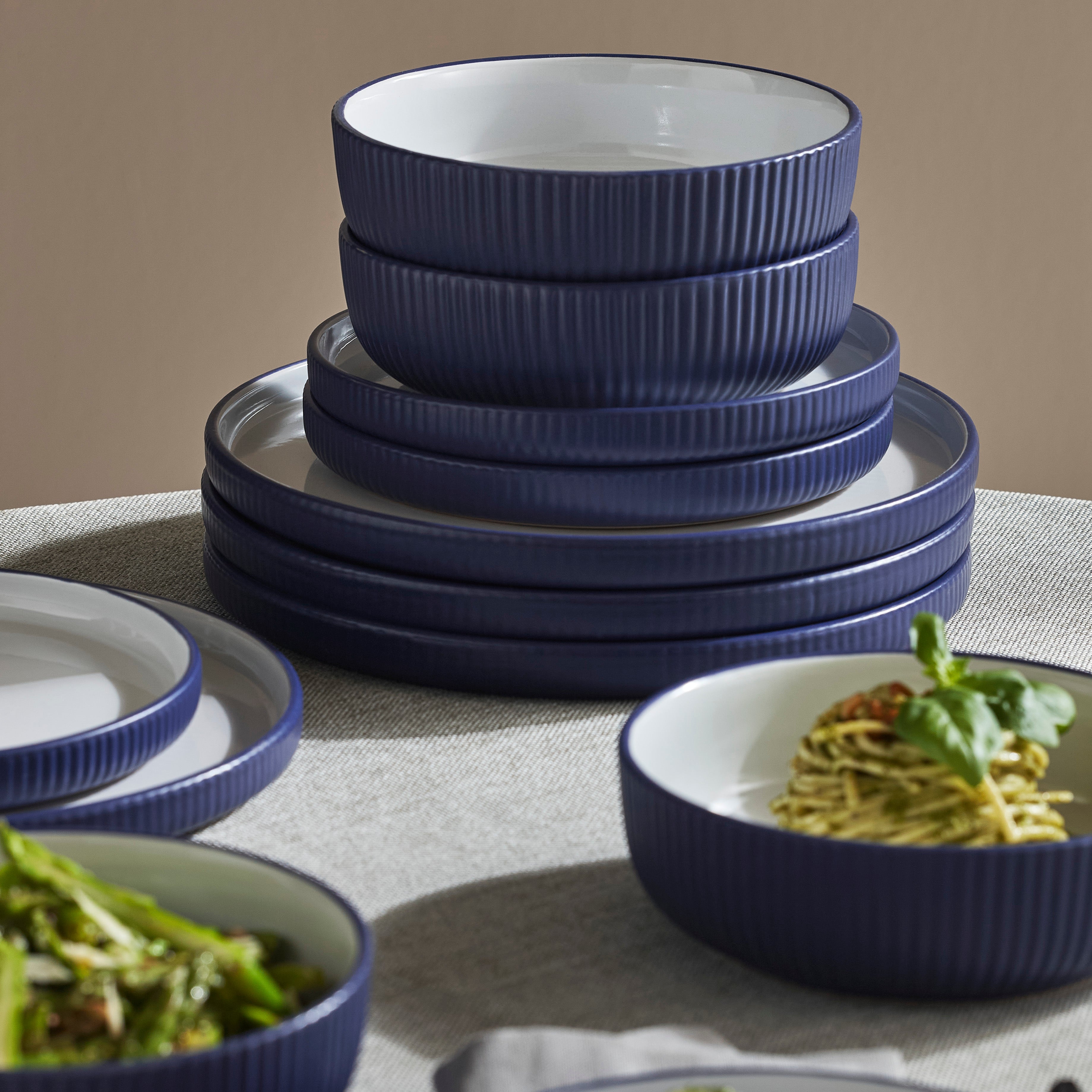 Laro Stoneware Dinnerware Set - Dark Blue