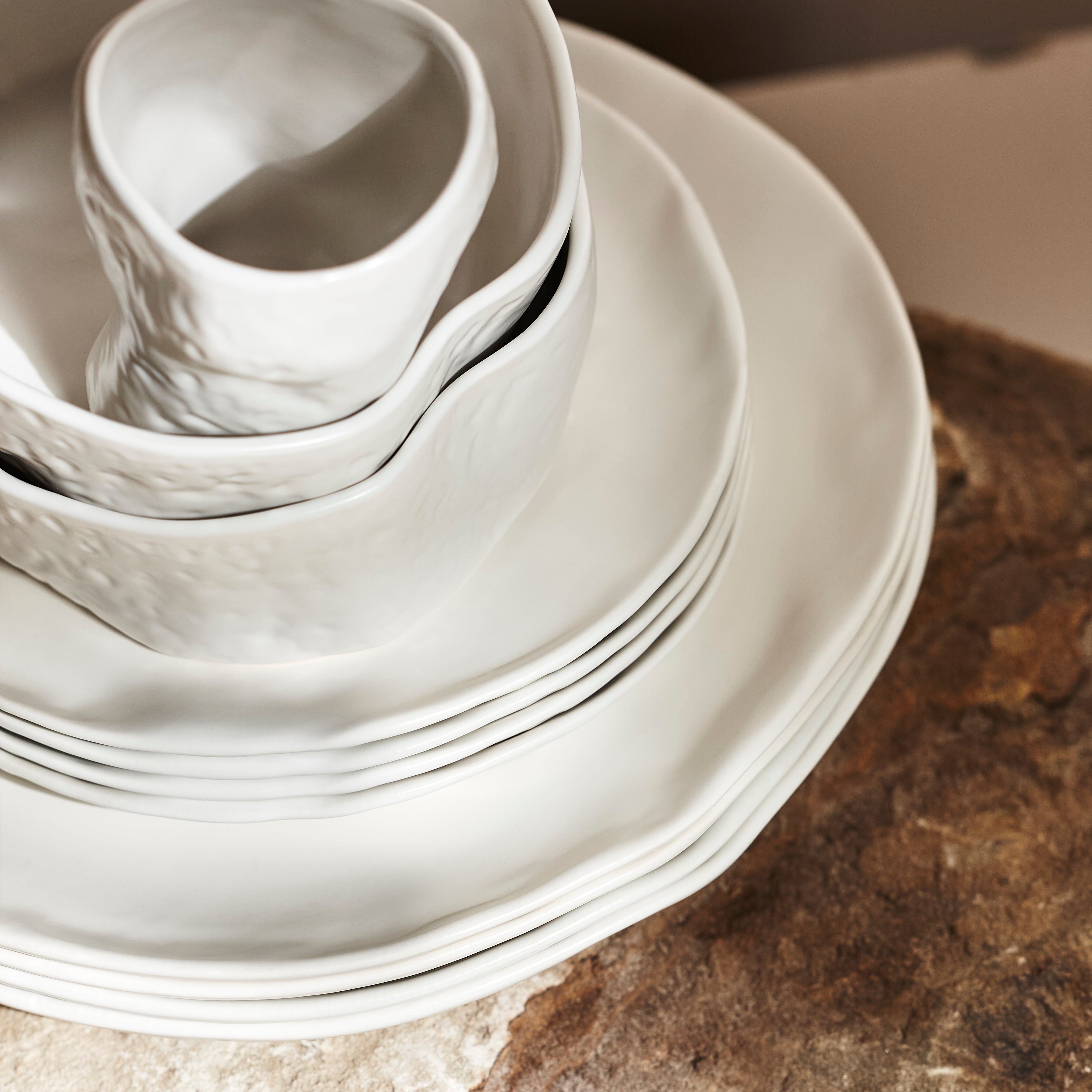 Atik Stoneware Dinnerware Set - White