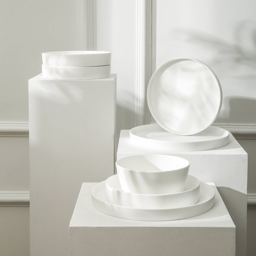 Fosca Bone China Dinnerware Set - Matte White