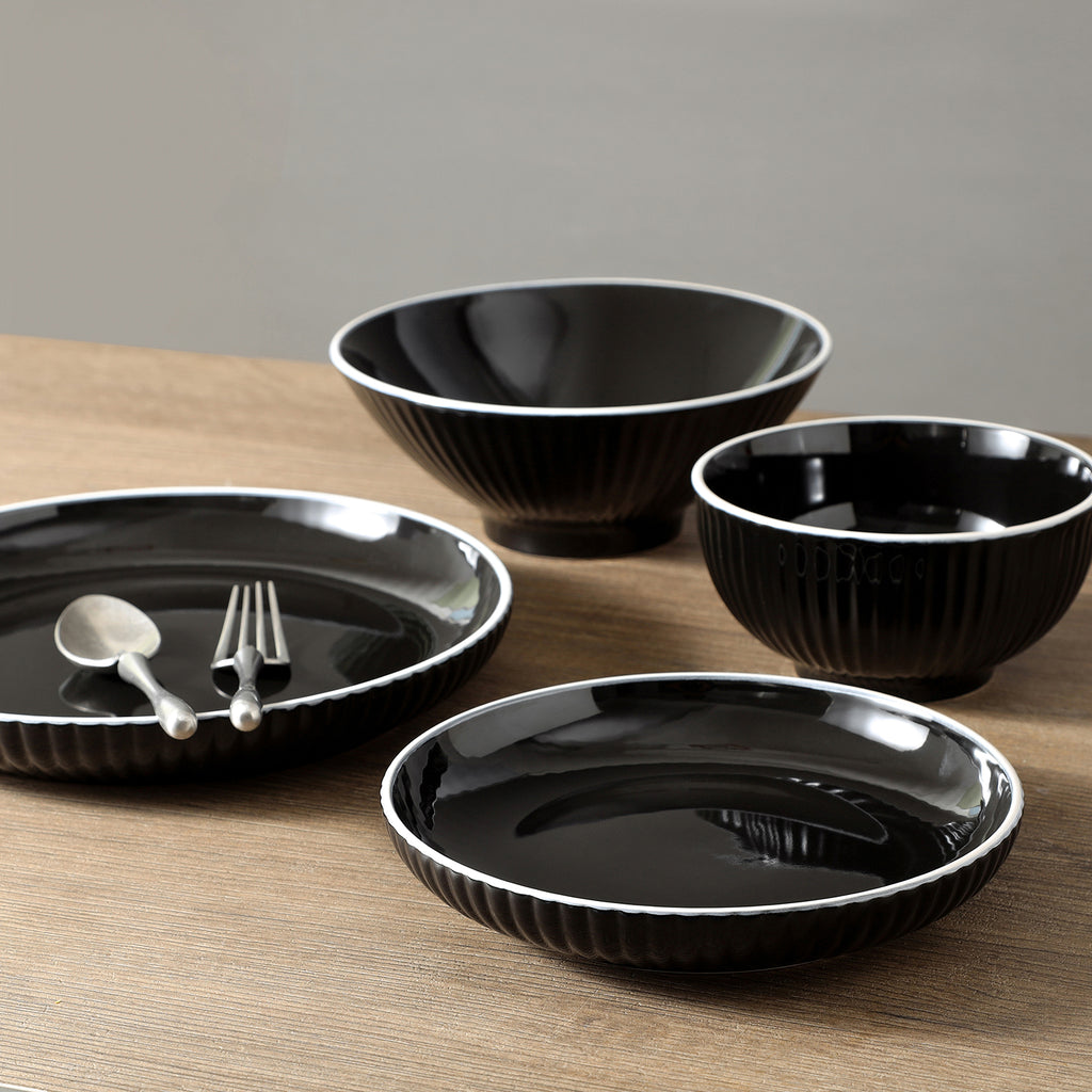 Lustra Stoneware Dinnerware Set - Black