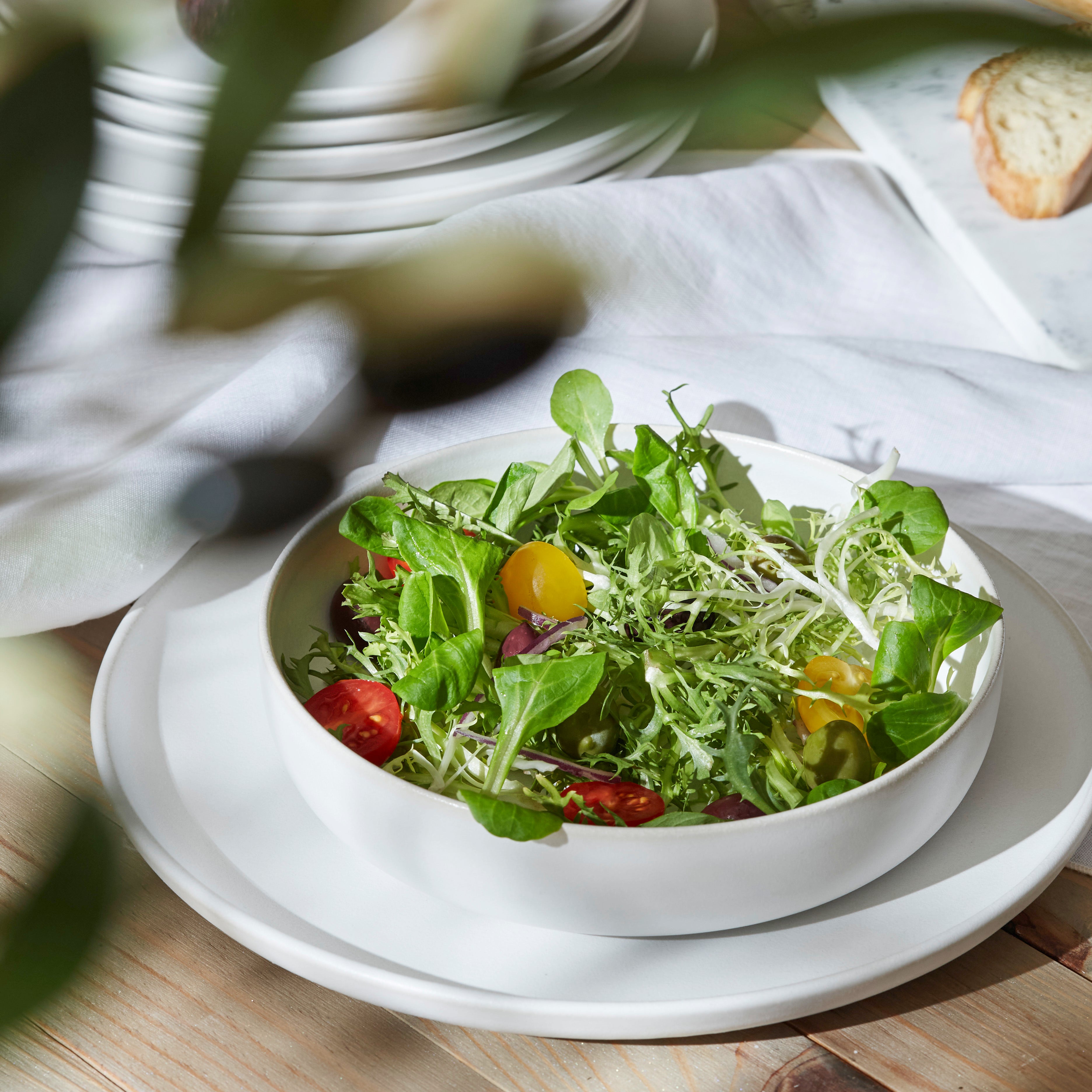 Macchio Stoneware Dinnerware Set - White Matte - Crafted in Portugal - Scratch-Resistant