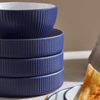 Larosso Stoneware Dinnerware Set - Dark Blue/White