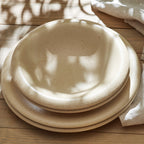 Aro Stoneware Dinnerware Set - Cream Matte - Crafted in Portugal - Scratch Resistant