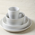 Albie Stoneware Dinnerware Set with Pasta Bowls - White Speckled