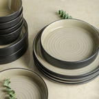 Elica Stoneware Dinnerware Set - Beige And Black