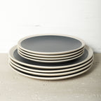 Serenity Stoneware Dinnerware Set - Dark Gray And Cream