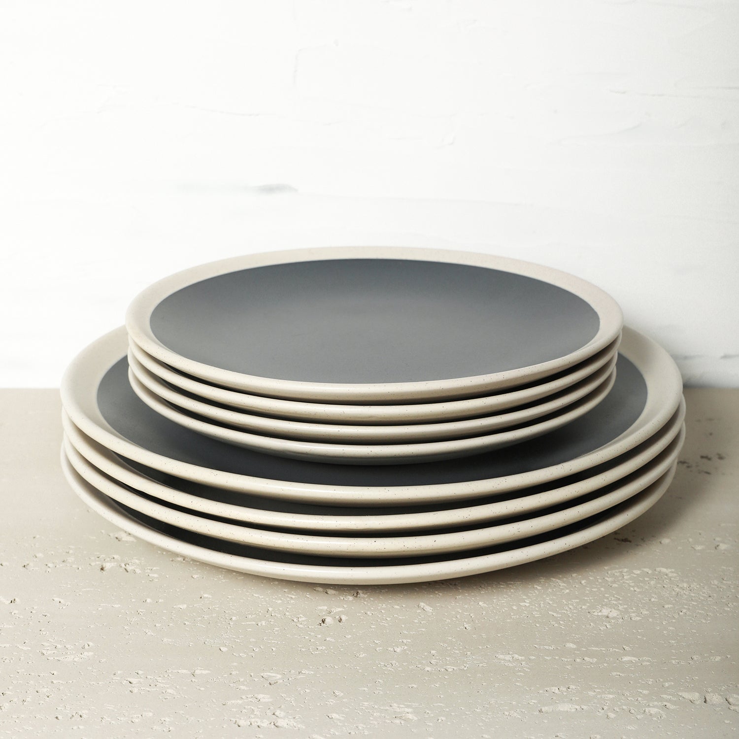 Serenity Stoneware Dinnerware Set - Dark Gray And Cream