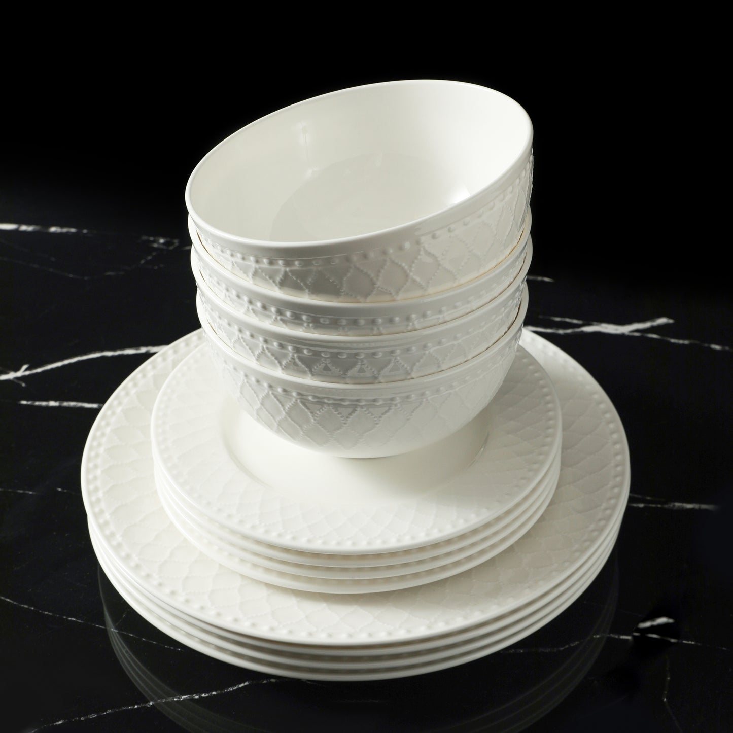 Alexandria Bone China Dinnerware Set - White