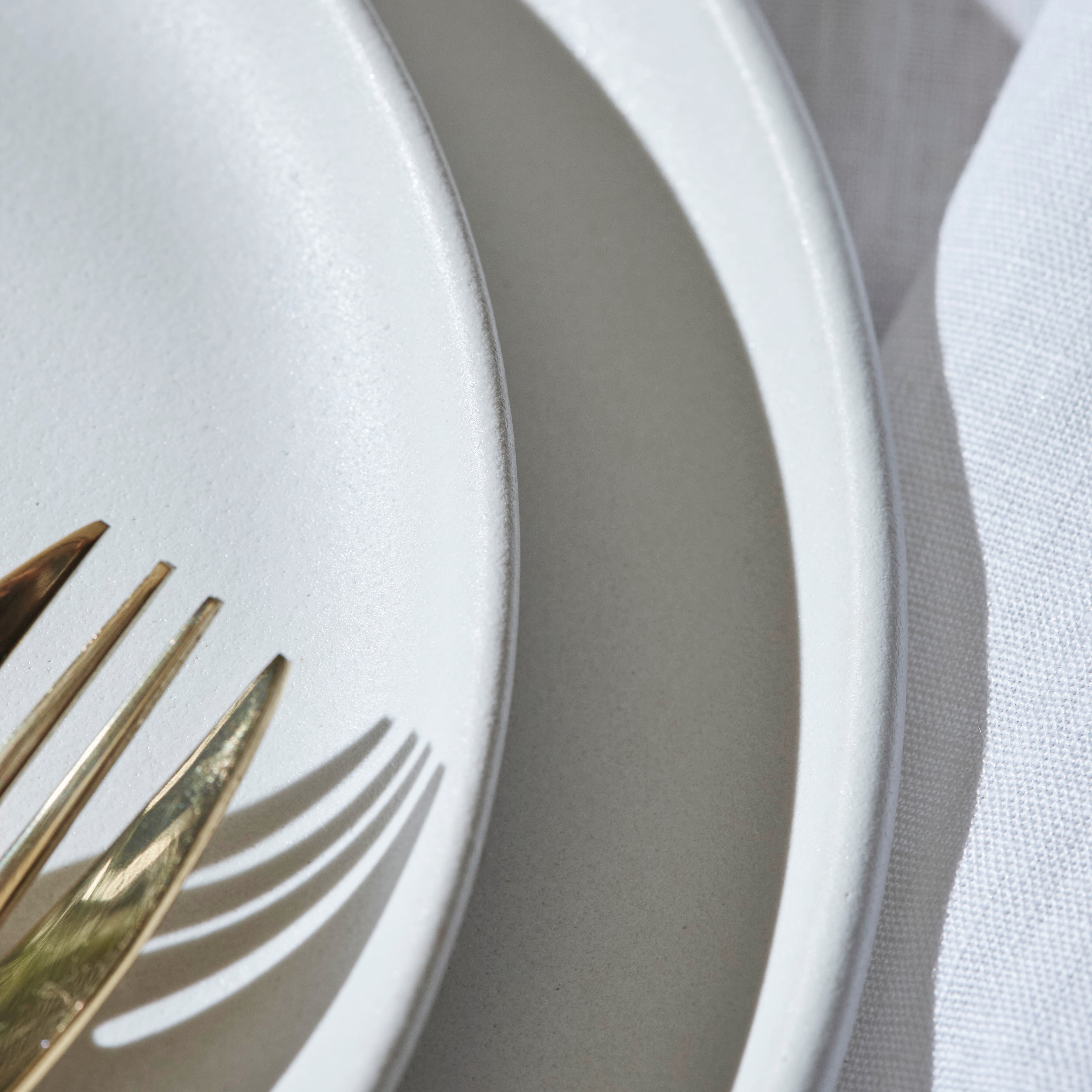 Macchio Stoneware Dinnerware Set - White Matte - Crafted in Portugal - Scratch-Resistant