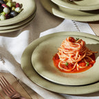 Aro Stoneware Dinnerware Set - Green Matte - Crafted in Portugal - Scratch-Resistant
