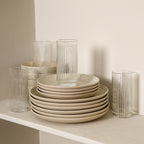 Stone Lain Dua Stoneware 16-Piece Dinnerware Set, Includes Glassware, White