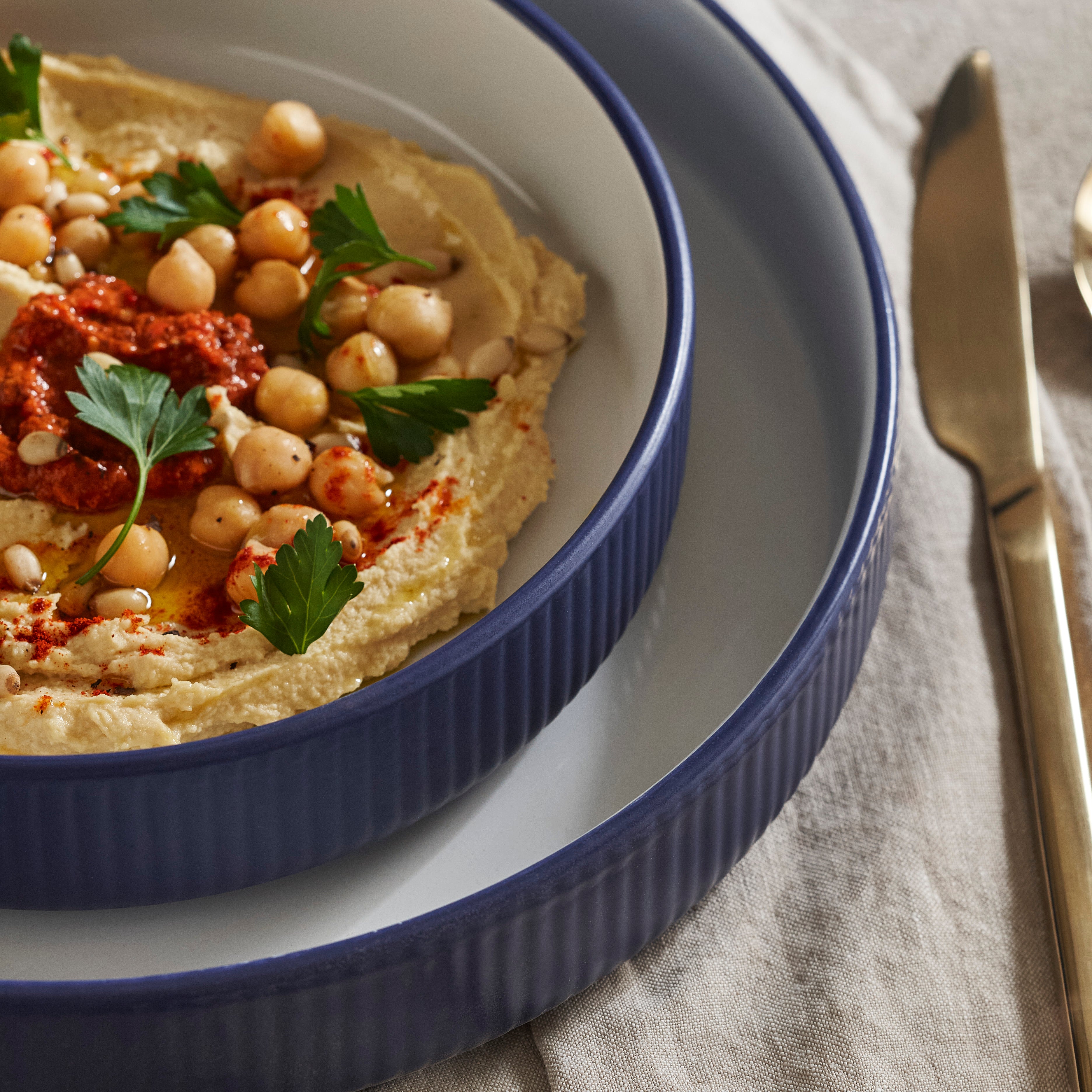 Larosso Stoneware Dinnerware Set - Dark Blue/White