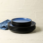 Albie Stoneware Dinnerware Set - Blue And Black