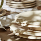 Aro Stoneware Dinnerware Set - Cream Matte - Crafted in Portugal - Scratch Resistant