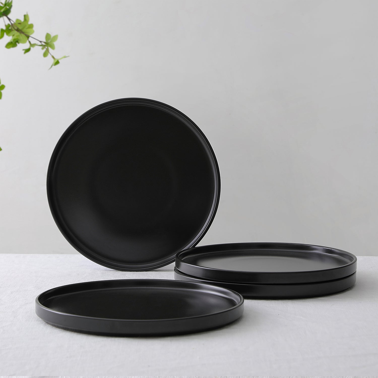 Celina Stoneware Dinnerware Set, Cereal and Dinner Bowls - Black