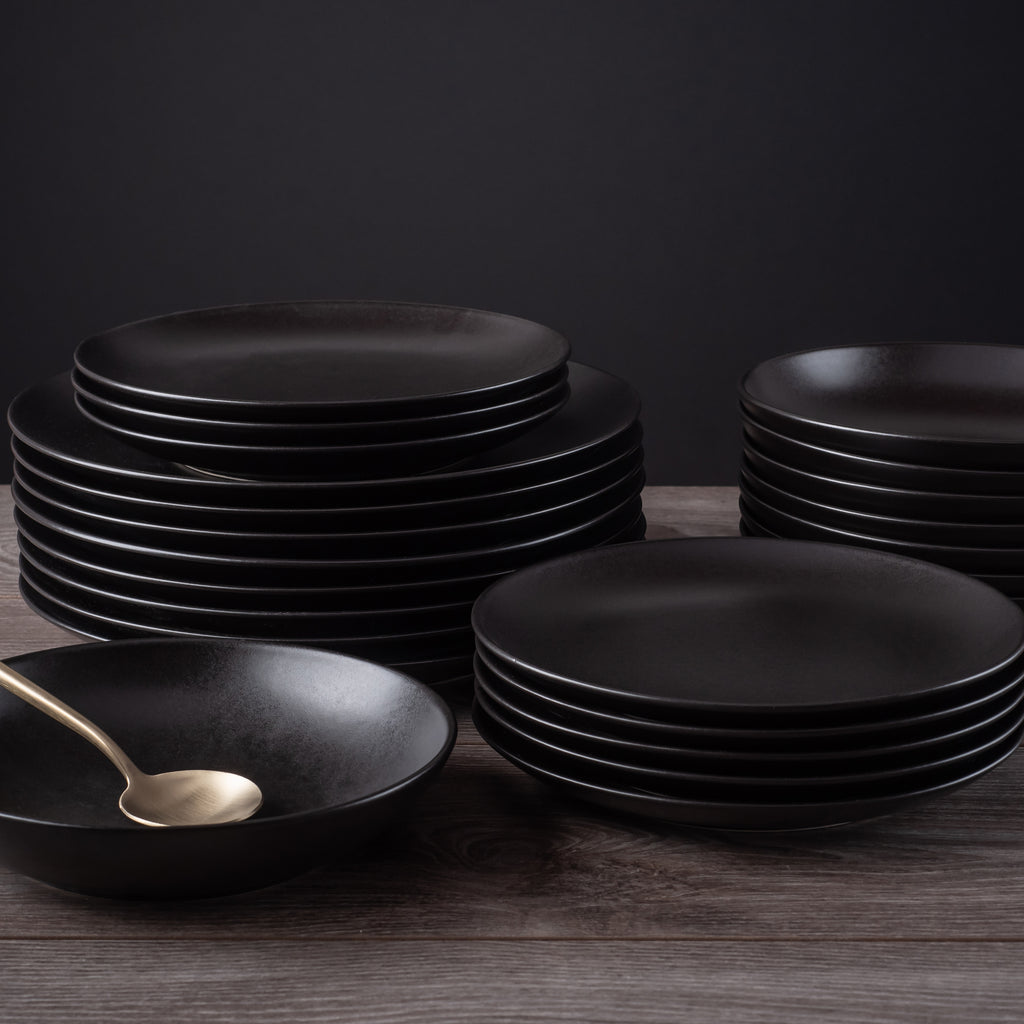 Semplice Stoneware Dinnerware Set - Black Matte - Crafted in Portugal