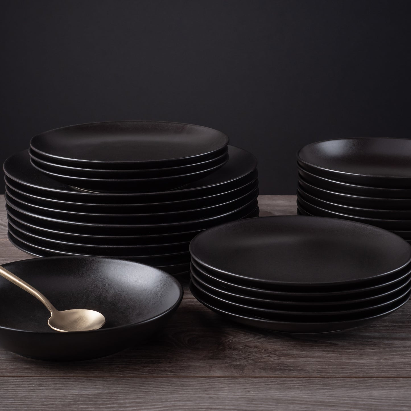 Semplice Stoneware Dinnerware Set - Black Matte - Crafted in Portugal